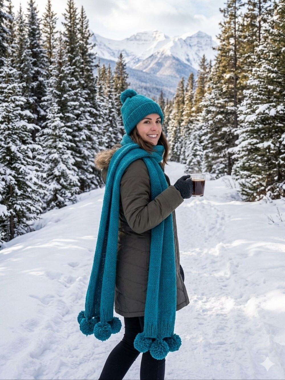 Teal Pom-Pom Knit Beanie - Unbranded